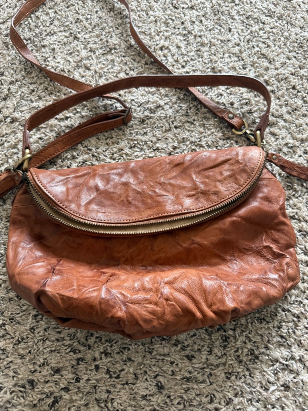 Brand new Garnet Hill Leather Crossbody Bag from Italy